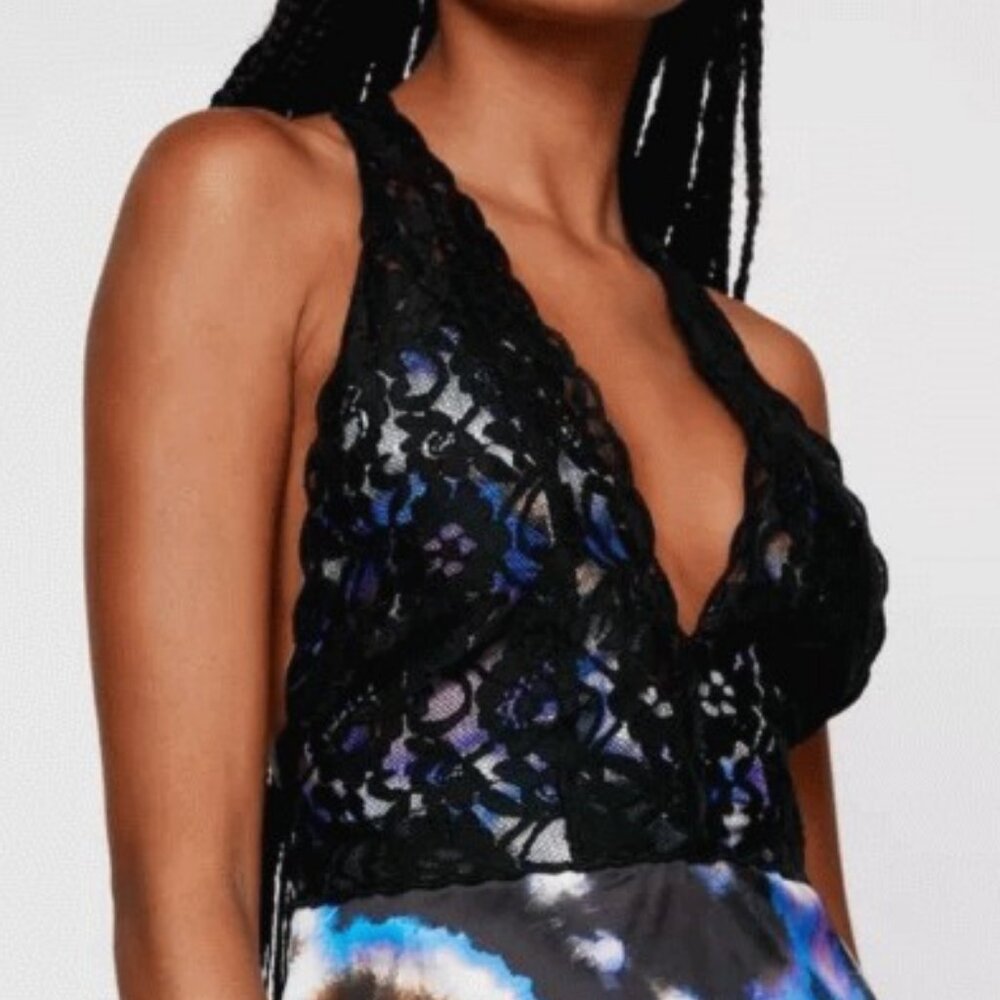 Nasty Gal Satin Tie Dye Lace Overlay Slip Maxi Dress Size 6  1day Sale - Picture 3 of 3